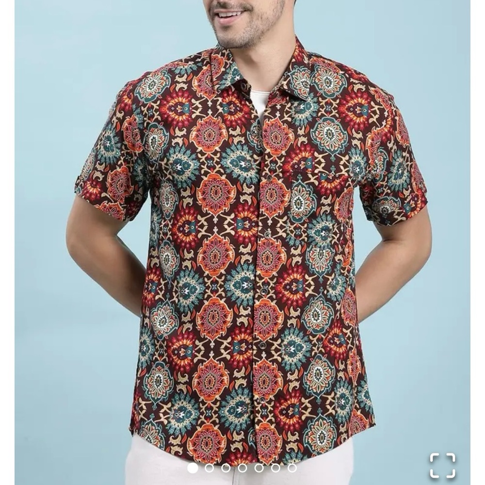 Denim & Flower Ricky Singh Floral Print Men’s Size Medium Button Down Shirt